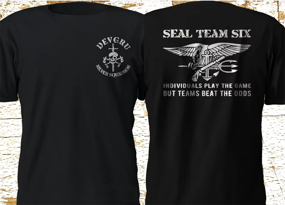 Naval Seal Team 6 Six Devgru Silver Squadron T-Shirt 100% coton col rond été manches courtes décontr