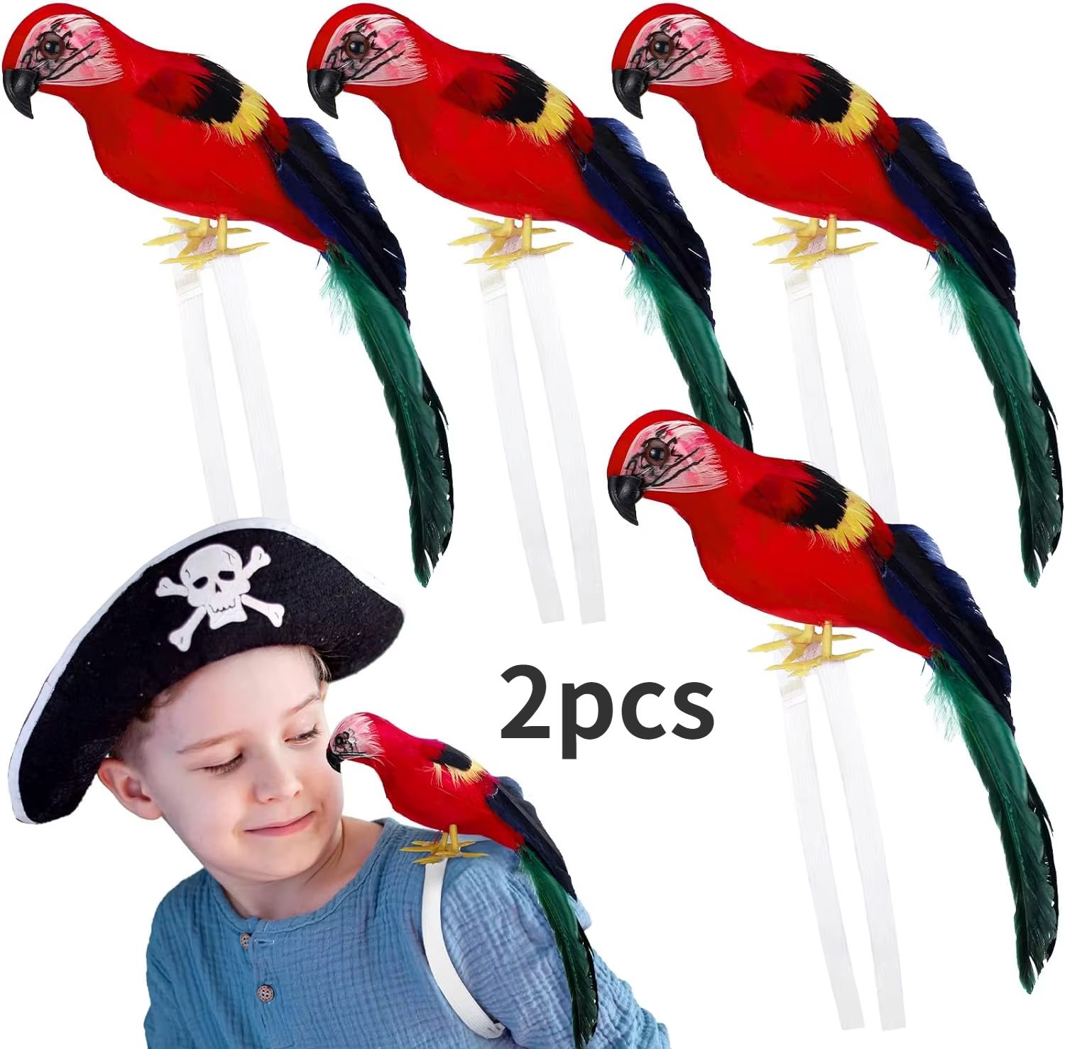 2 pièces accessoire de perroquet pirate sur l'épaule accessoires de costume de pirate fête faux perr