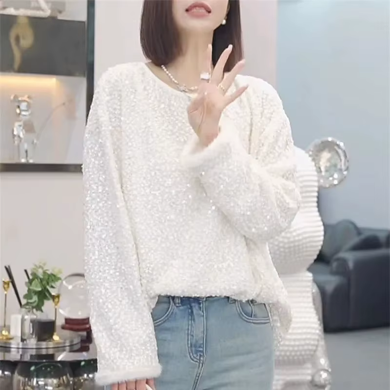 T-shirt à manches longues à col rond pour femme, chemise basique simple, polyvalent et amincissant, 