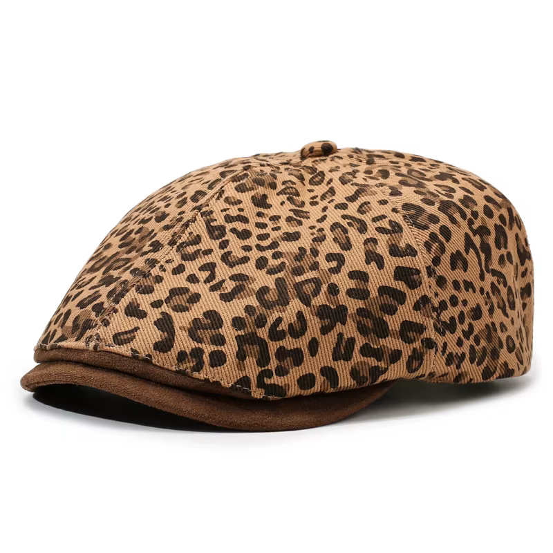 Casquette Newsboy imprimé léopard – Nouveau style pour le printemps et l'automne, chapeau Paperboy v
