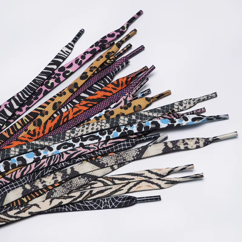 4 paires de lacets plats à imprimé léopard, lacets alternatifs à motif animal pour chaussures de spo