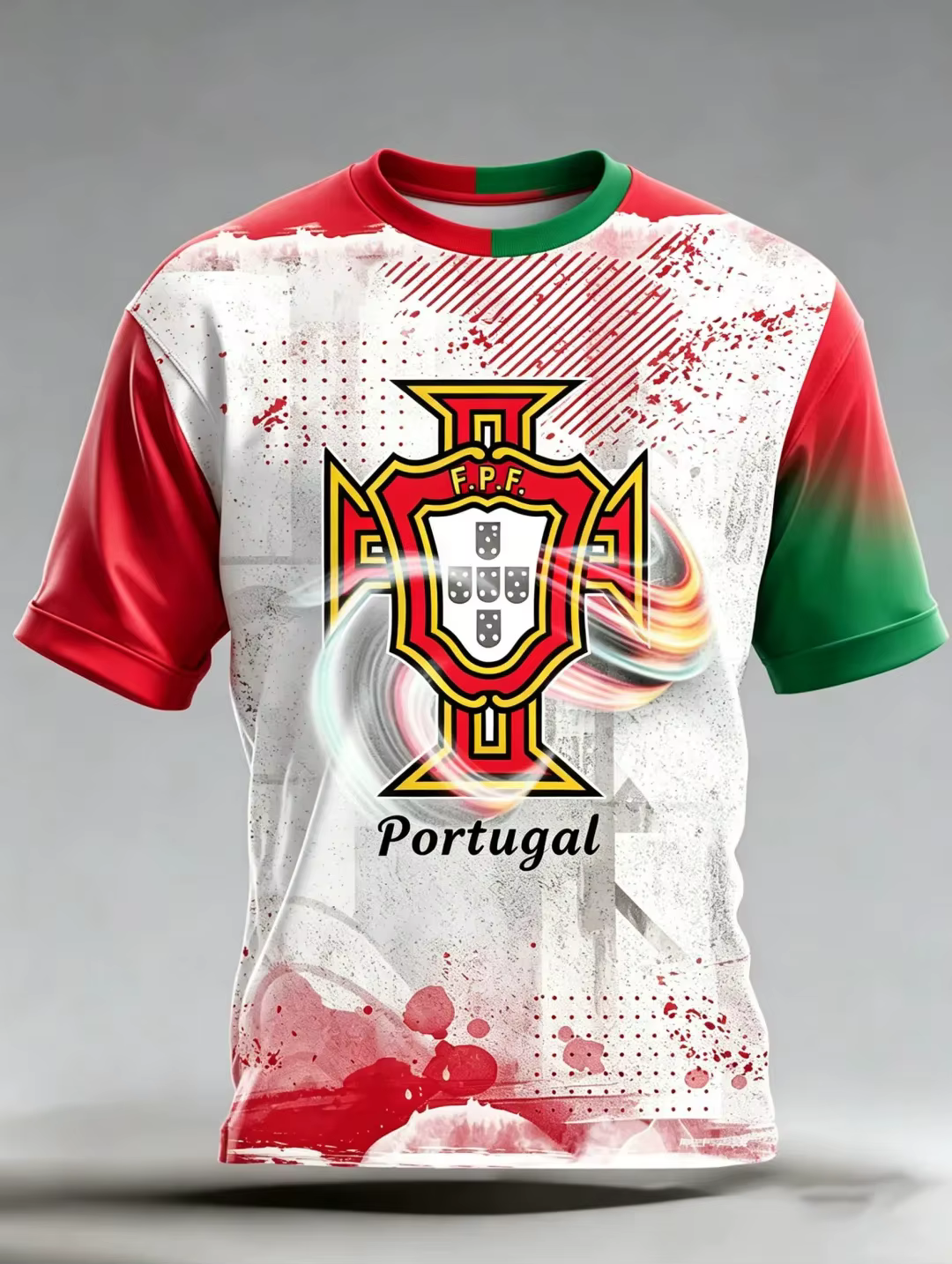 T-shirt de supporter de football du Portugal à manches courtes, respirant, séchage rapide, style str