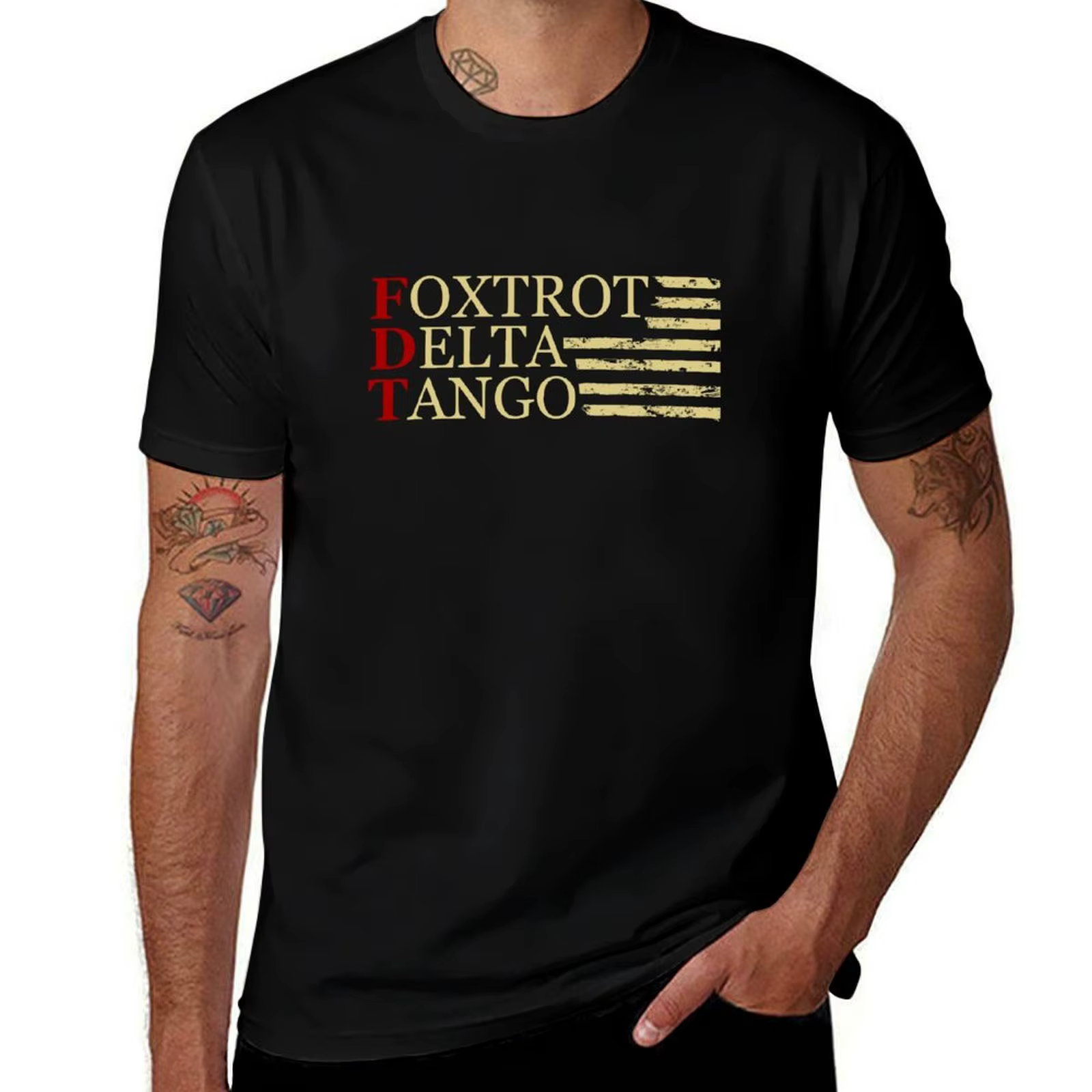 T-shirt Foxtrot Delta Tango, haut à manches courtes extensible et doux