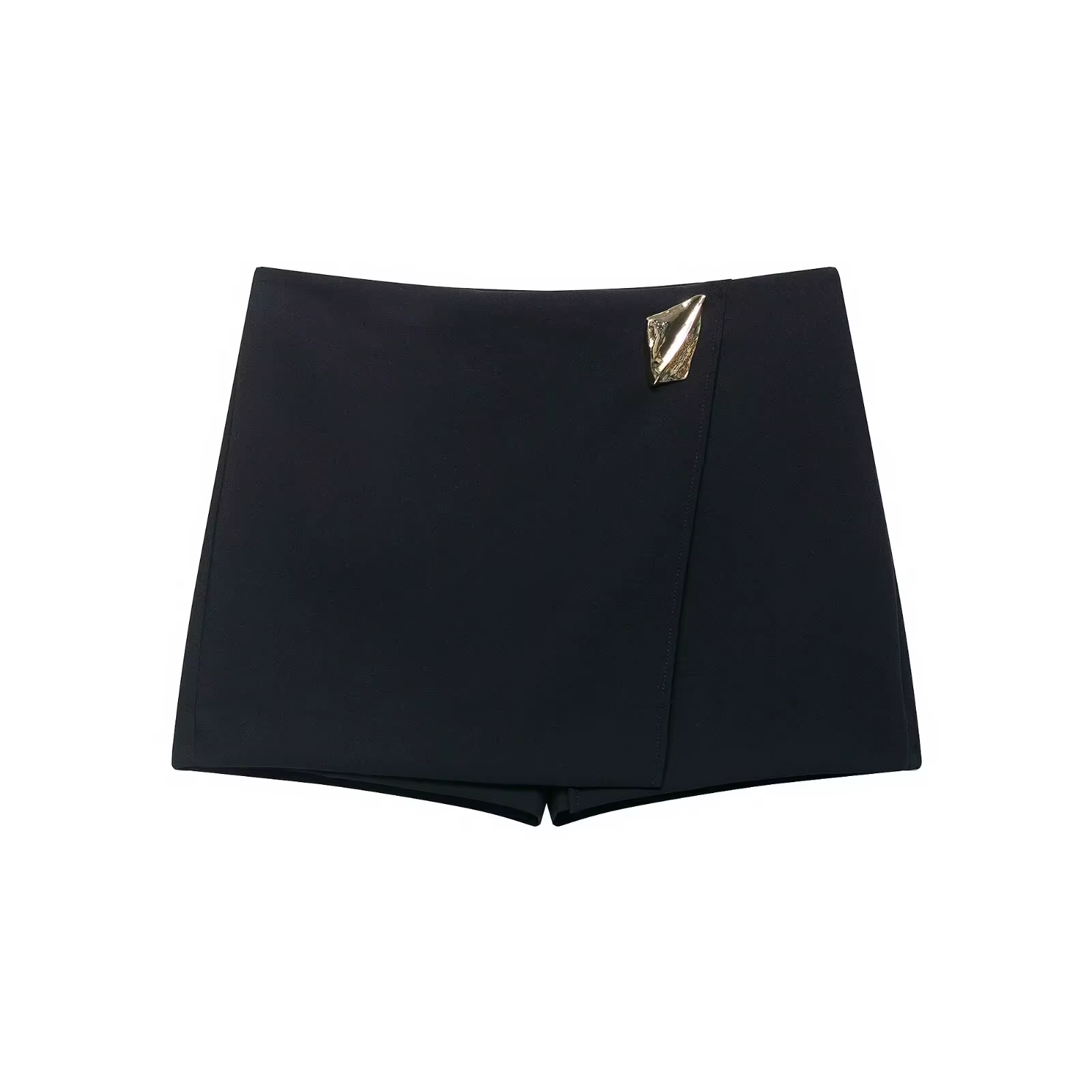 HH femmes 2025 automne mode asymétrique taille haute a-ligne culottes tempérament élégant métal Appl