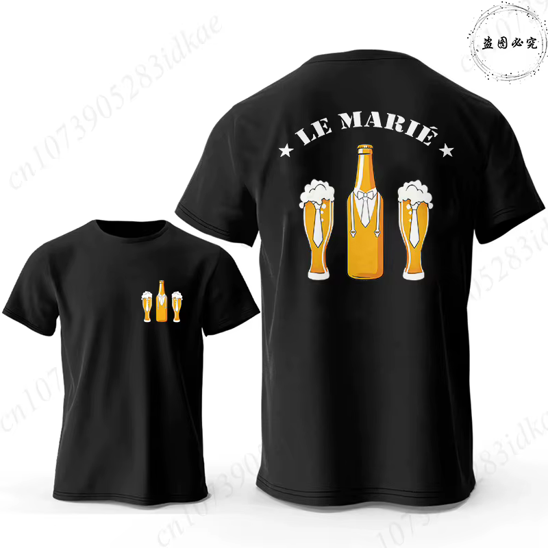 T-shirts graphiques pour hommes français EVG TEAM ÉQUIPE DU MARIÉ, enterrement de vie de garçon, équ