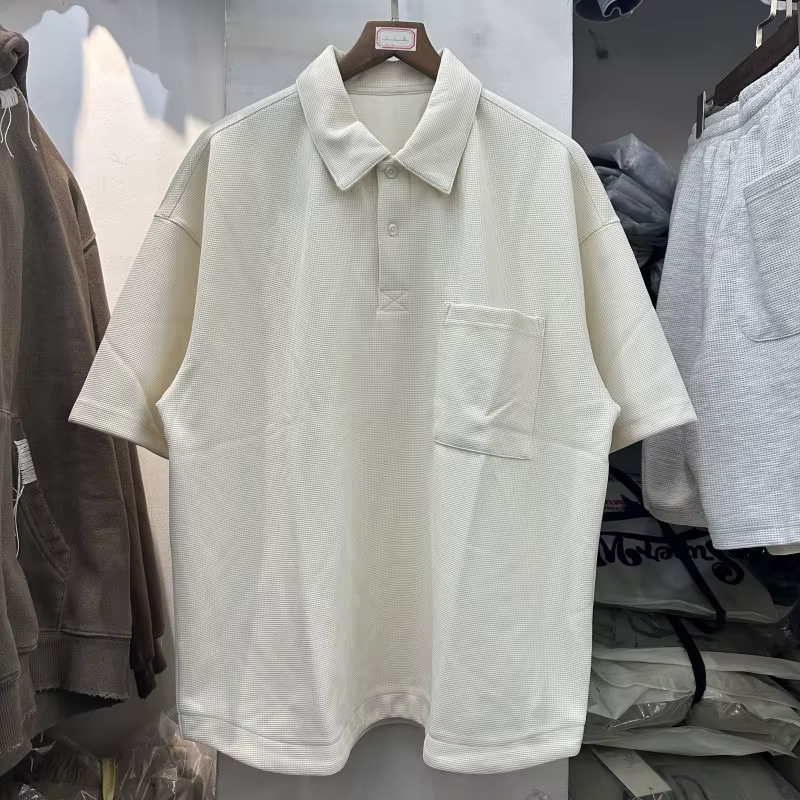 Ensemble de nettoyage de rue pour hommes et femmes, surdimensionné, couleur unie, poche gaufrée, t-s