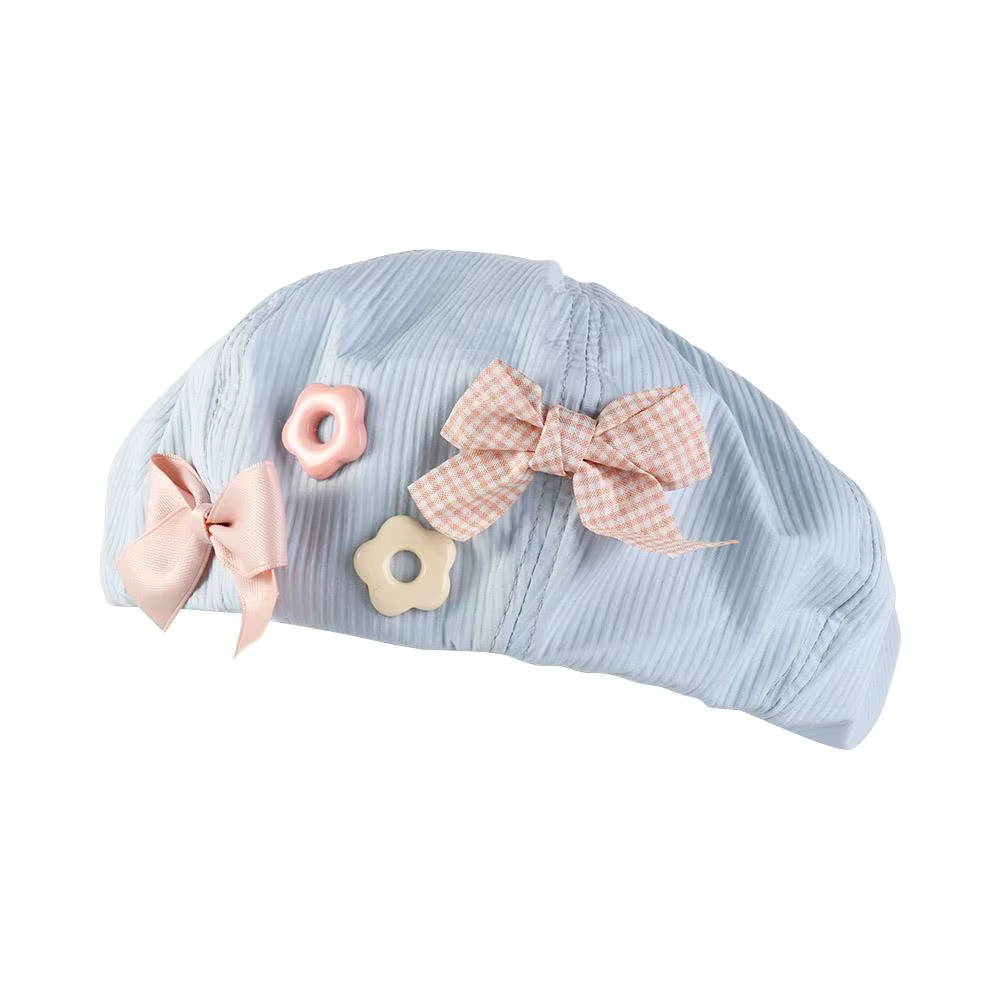 Béret mignon uni avec nœud floral, casquette octogonale en coton Y2K, casquette Harajuku, chapeau de