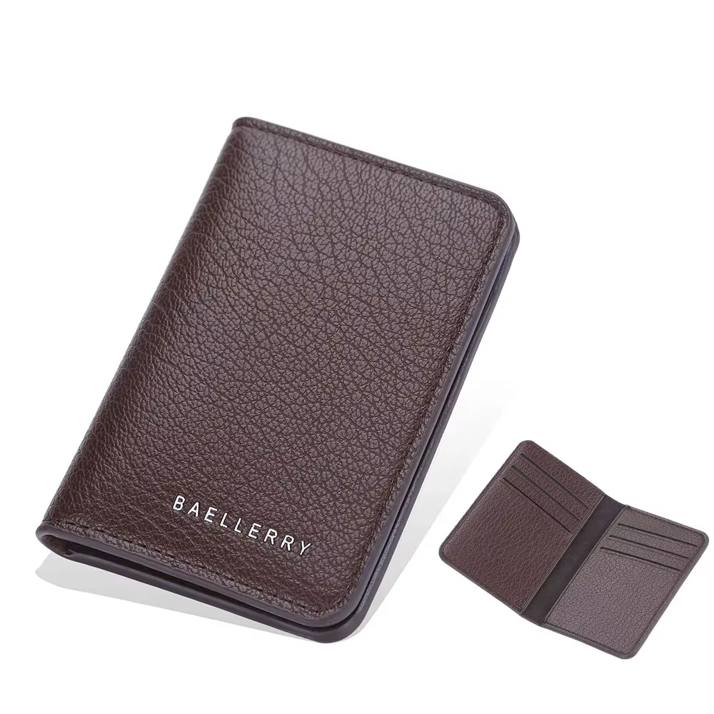 Baellerry-Porte-cartes compact en cuir souple pour homme, mini porte-cartes de crédit, petit étui po