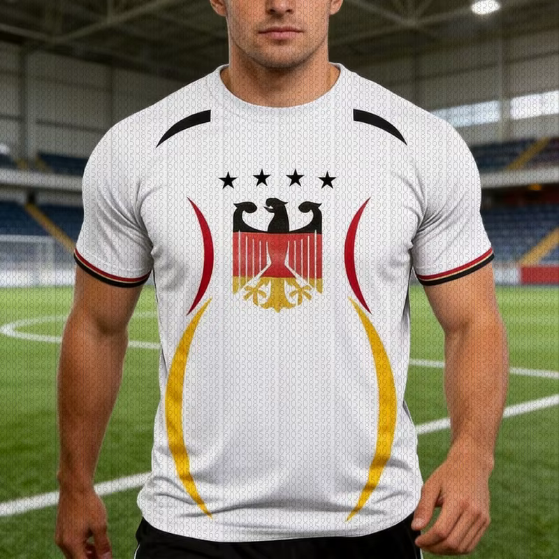 T-shirt d'été pour hommes Allemagne, Maillot de sport d'extérieur, Haut décontracté à col rond, Manc