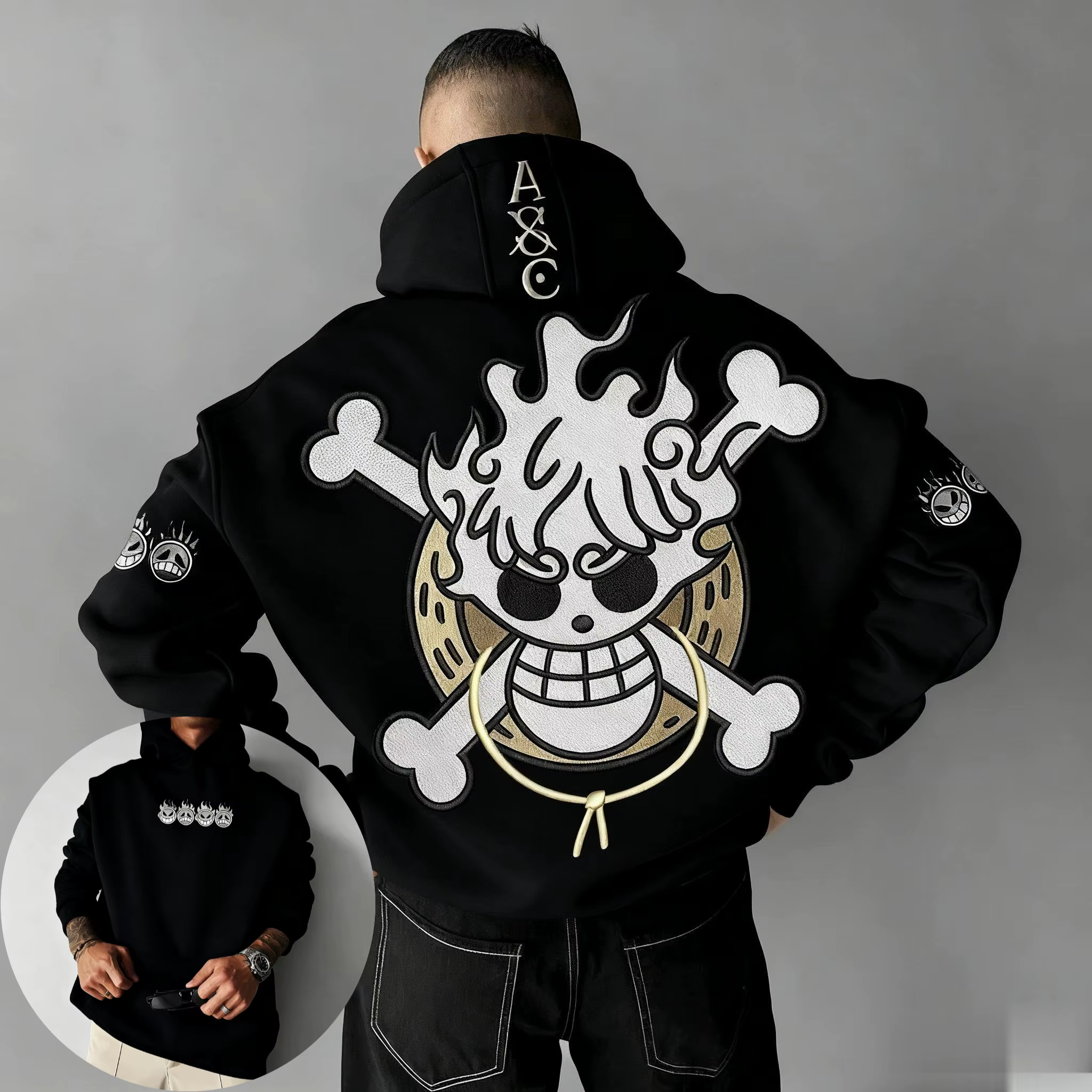 Sweat-shirt à capuche surdimensionné pour homme et femme, pull à imprimé graphique de dessin animé, 
