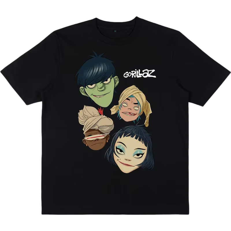 T-shirt classique Gorillaz avec logo, style vintage gothique, graphique hip-hop, unisexe, coupe ampl