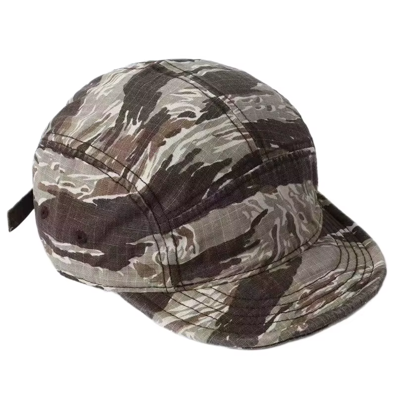 Casquette de baseball vintage à 5 panneaux camouflage à visière courte pour hommes et femmes, idéale