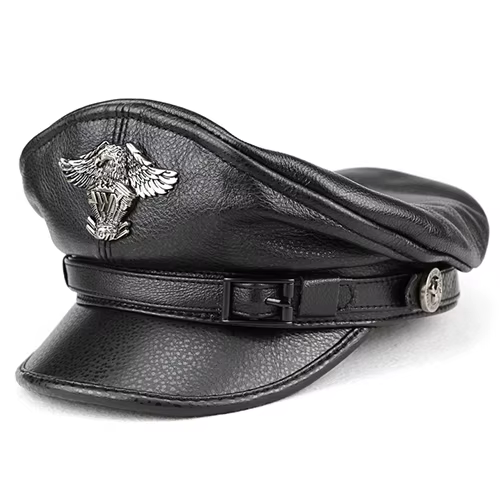 Casquettes militaires rétro pour hommes, cuir véritable, chapeaux plats masculins, chapeau de capita