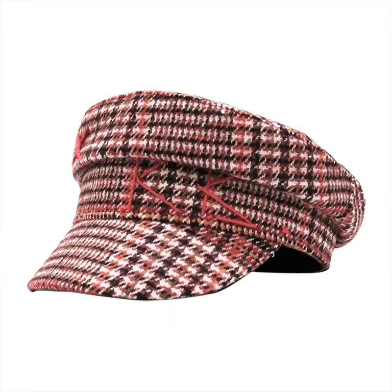 Casquettes Newsboy pour femmes, chapeaux en PU, lettre plate, Militray, casquette à visière vintage 