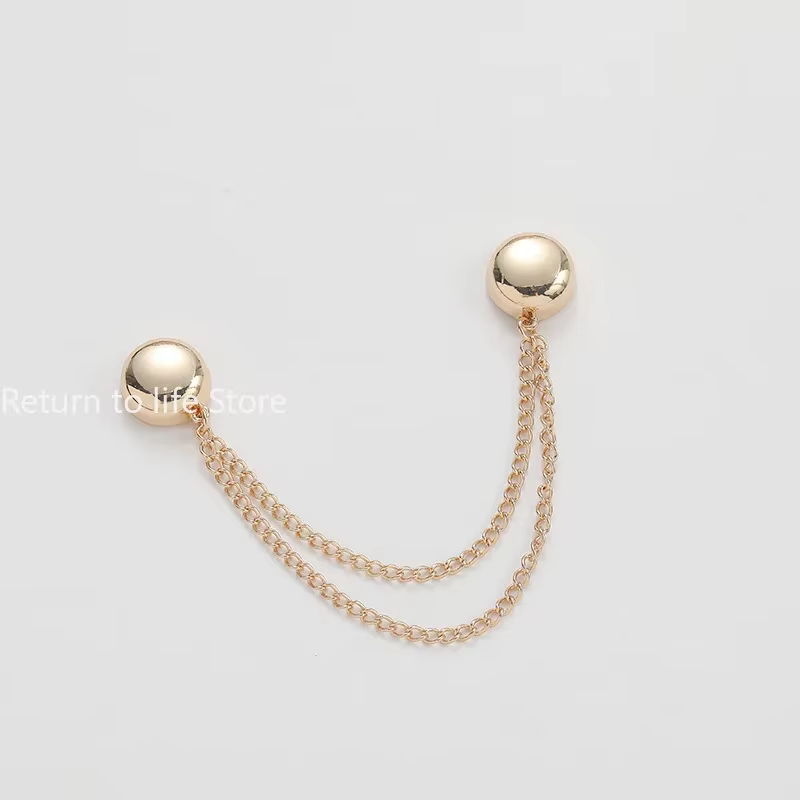 Pince à vêtements magnétique multifonction avec chaîne, boutons métalliques, écharpe pour vêtements,