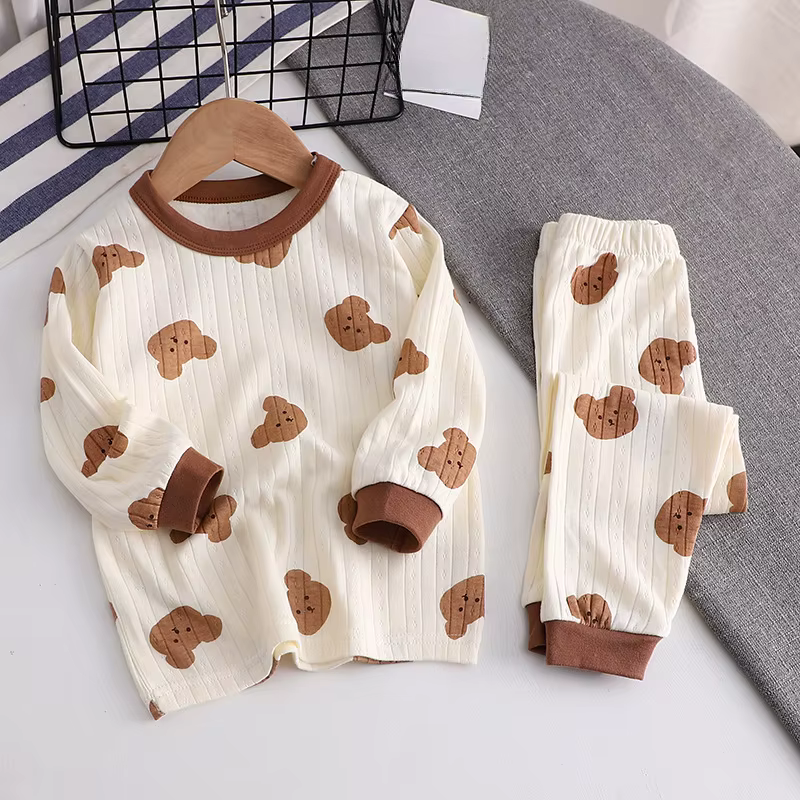 Ensemble de pyjama en coton pour enfants, vêtements d'intérieur décontractés, haut et pantalon imbib
