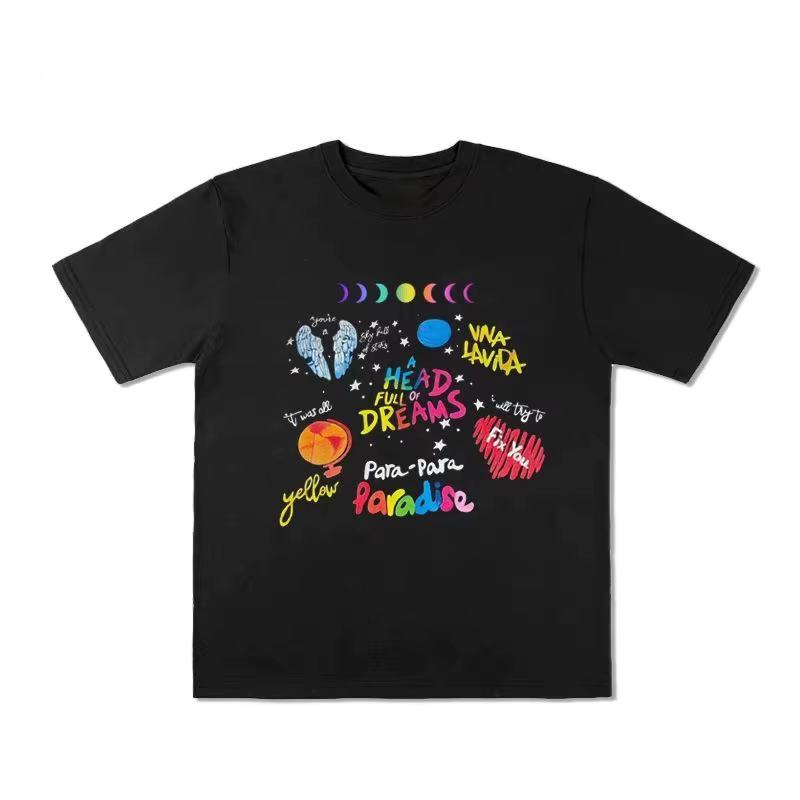 T-shirt COLDPLAY Coolplay Band avec design imprimé, style ample et rétro, style vintage pour hommes 