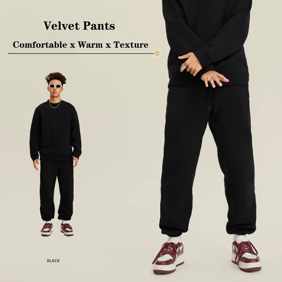 Pantalon de jogging en polaire pour hommes et femmes, pantalon de survêtement thermique ample, bas d