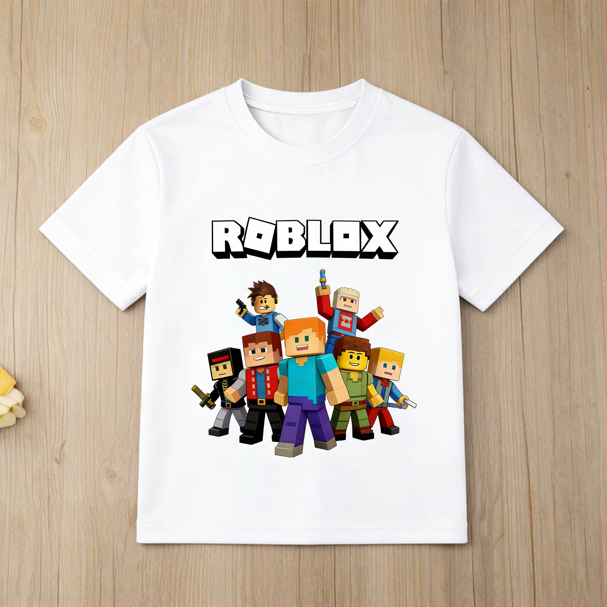 Roblox – t-shirt en coton imprimé avec personnage de dessin animé pour garçons, hauts à manches cour
