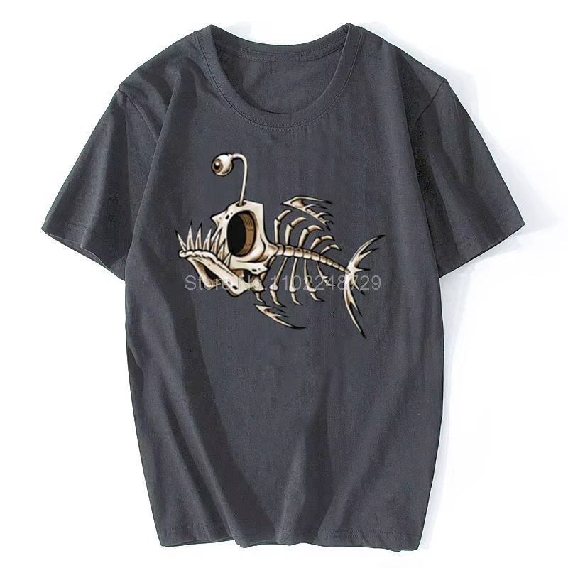 Bonefish crâne poisson de mer profonde squelette drôle pêcheur pêcheur pêcheur T-Shirt coton col ron