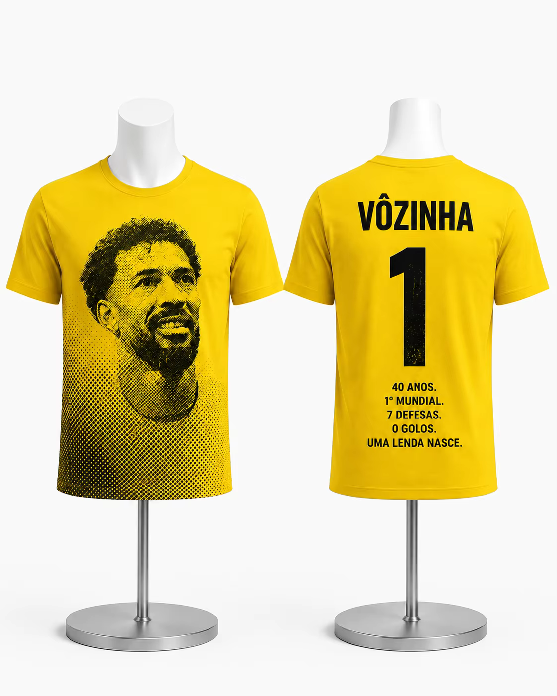 Vozinha unisexe # T-shirt de football rétro jaune à motif demi-ton, manches courtes, respirant, pour