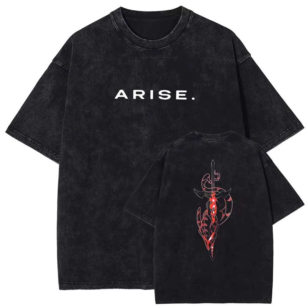 T-shirt ARISE Solo Leveling, t-shirt graphique manga, t-shirt vintage lavé, 100% coton, manches cour