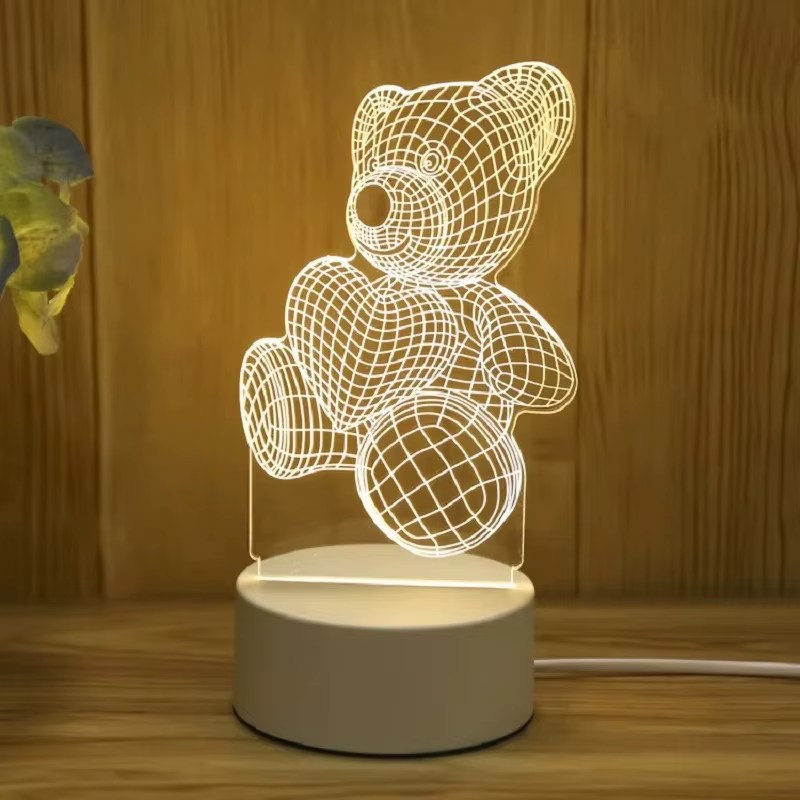 Lampe ours en acrylique 3D USB LED veilleuse pour chambre maison décorations de noël cadeaux d'anniv