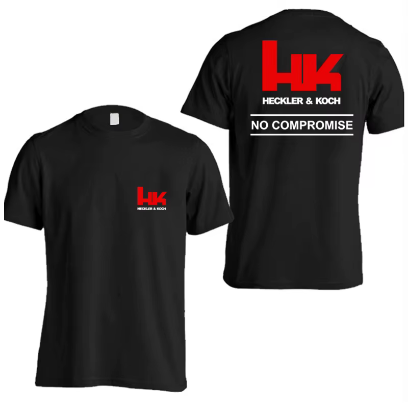 HK Logo Heckler Koch No Compromise T-shirt d'été en coton à manches courtes pour hommes et femmes, T