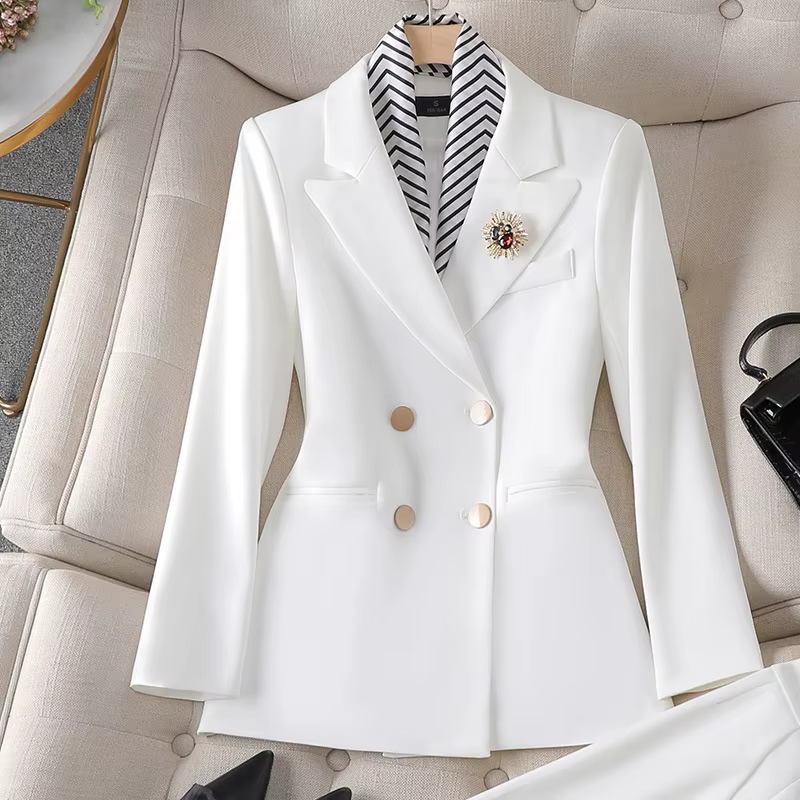 Ensemble de costume bleu pour femmes, élégant et professionnel, pour les entretiens, vêtements de tr