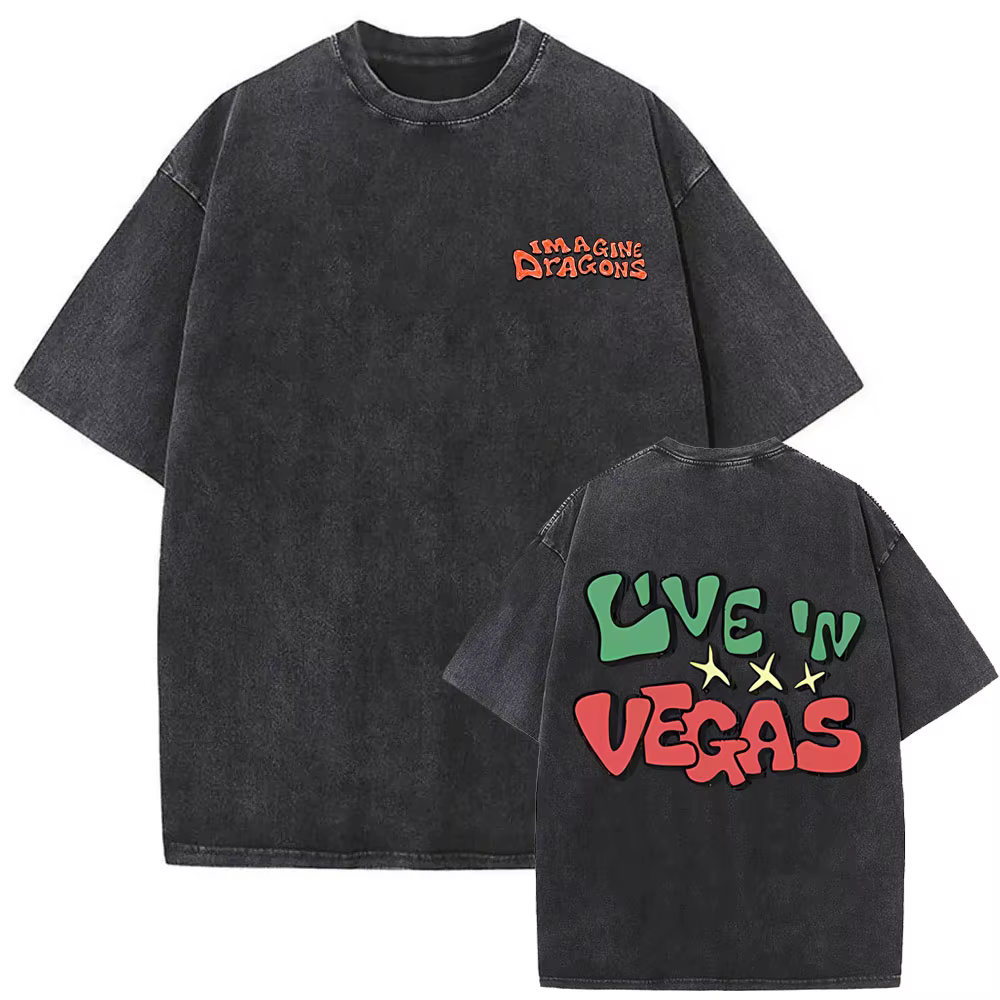 T-shirt vintage délavé Rock Band Imagine Dragons Live in Vegas pour hommes et femmes, T-shirts gothi