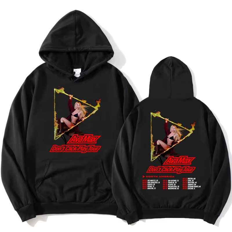 Ava Max ne cliquez pas jouer Tour 2025 sweats à capuche décontracté à manches longues sweats à capuc