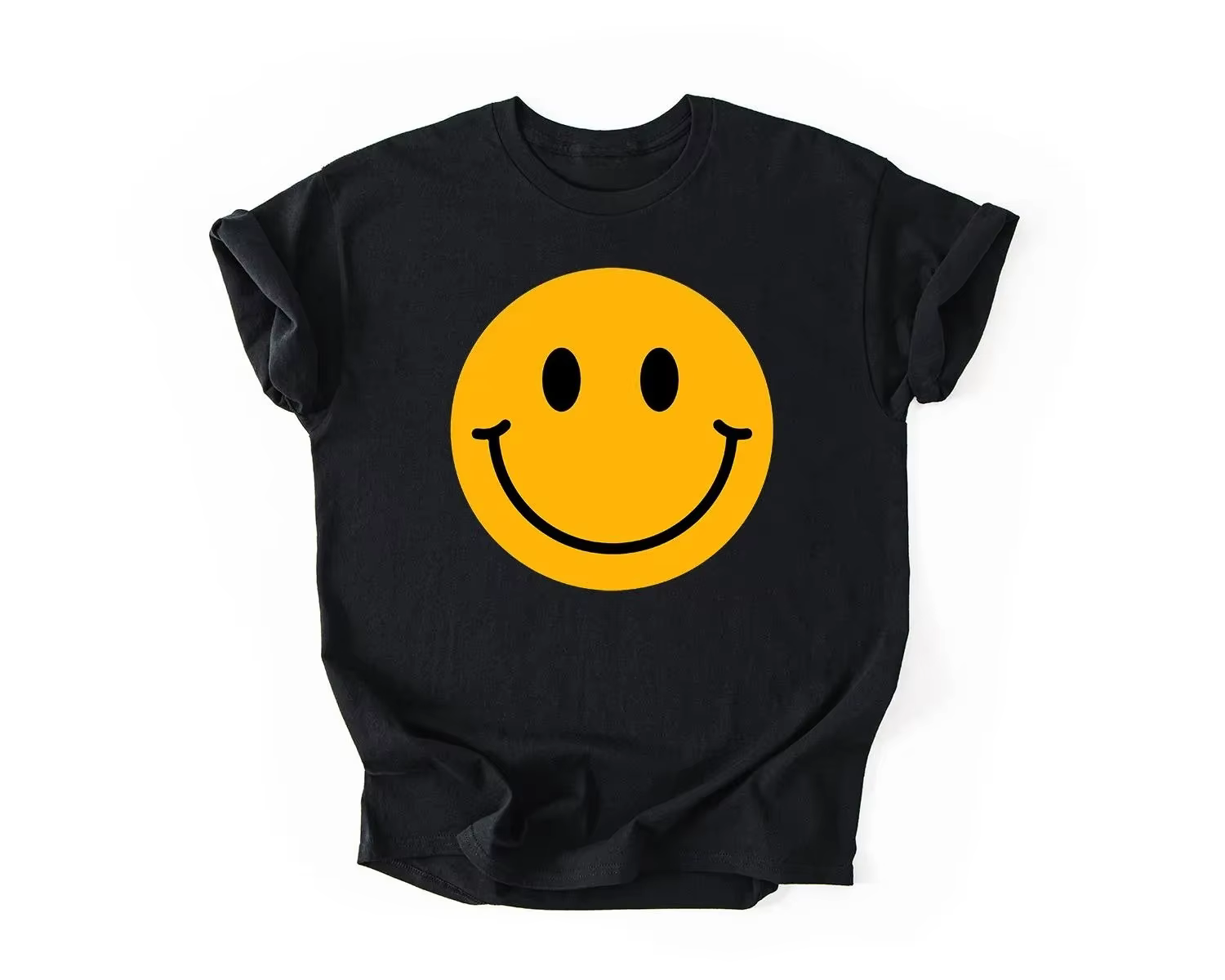 T-shirt Smiley Face, T-shirt Happy Face, Tee-shirt Positive Vibes, Graphisme minimaliste, Cadeau ten
