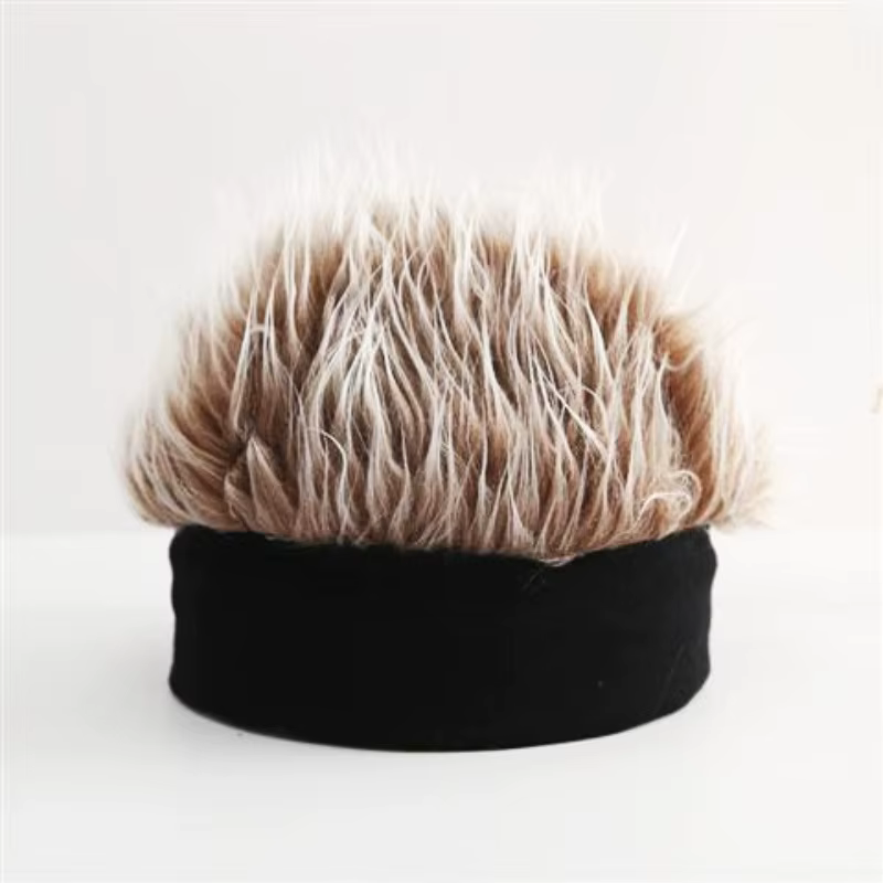 Bonnet hip-hop en faux cheveux pour hommes – Bonnet tête de mort noir de style tricot avec cheveux s