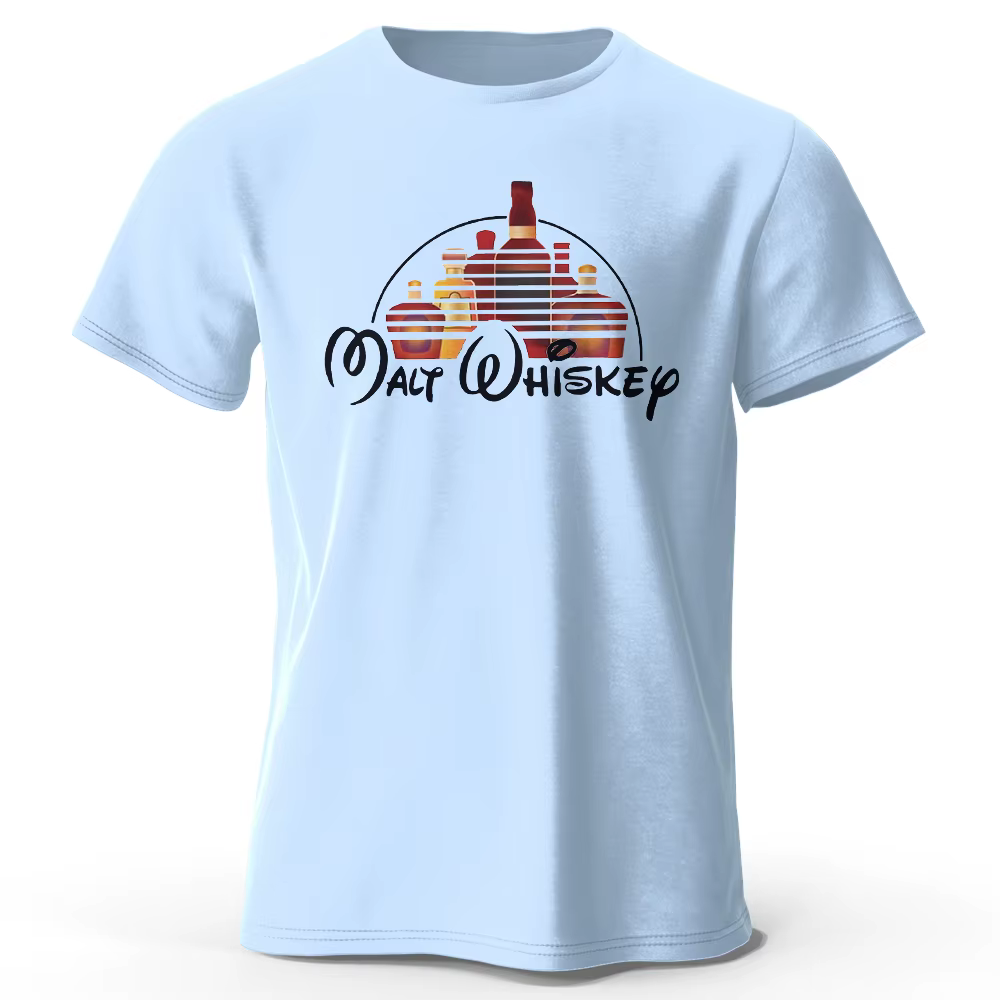 T-shirt Homme en Coton 100% Motif Whisky au Malt, Coupe Oversize Décontractée à Manches Courtes, T-s
