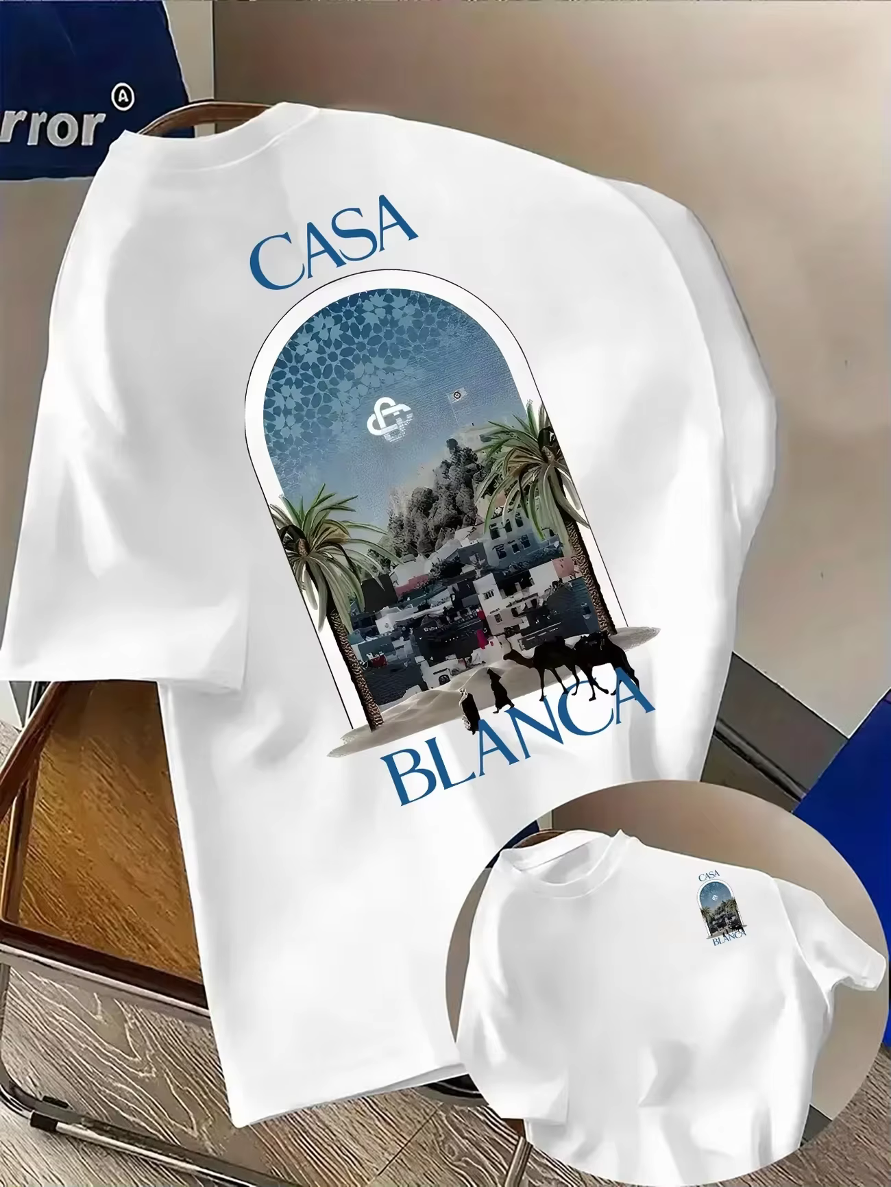 T-shirt unisexe en coton pur pour hommes, imprimé architecture urbaine marocaine, plage, sportif, dé