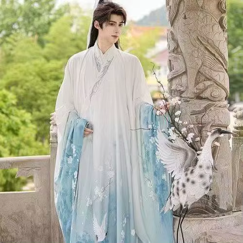 Robe longue Hanfu pour hommes et femmes, impression de grue originale, dynastie Ming traditionnelle,