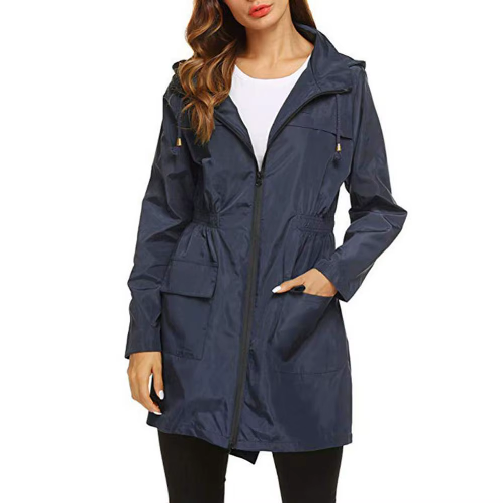 Manteau imperméable coupe-vent longue veste à capuche femmes automne hiver vêtements de randonnée en
