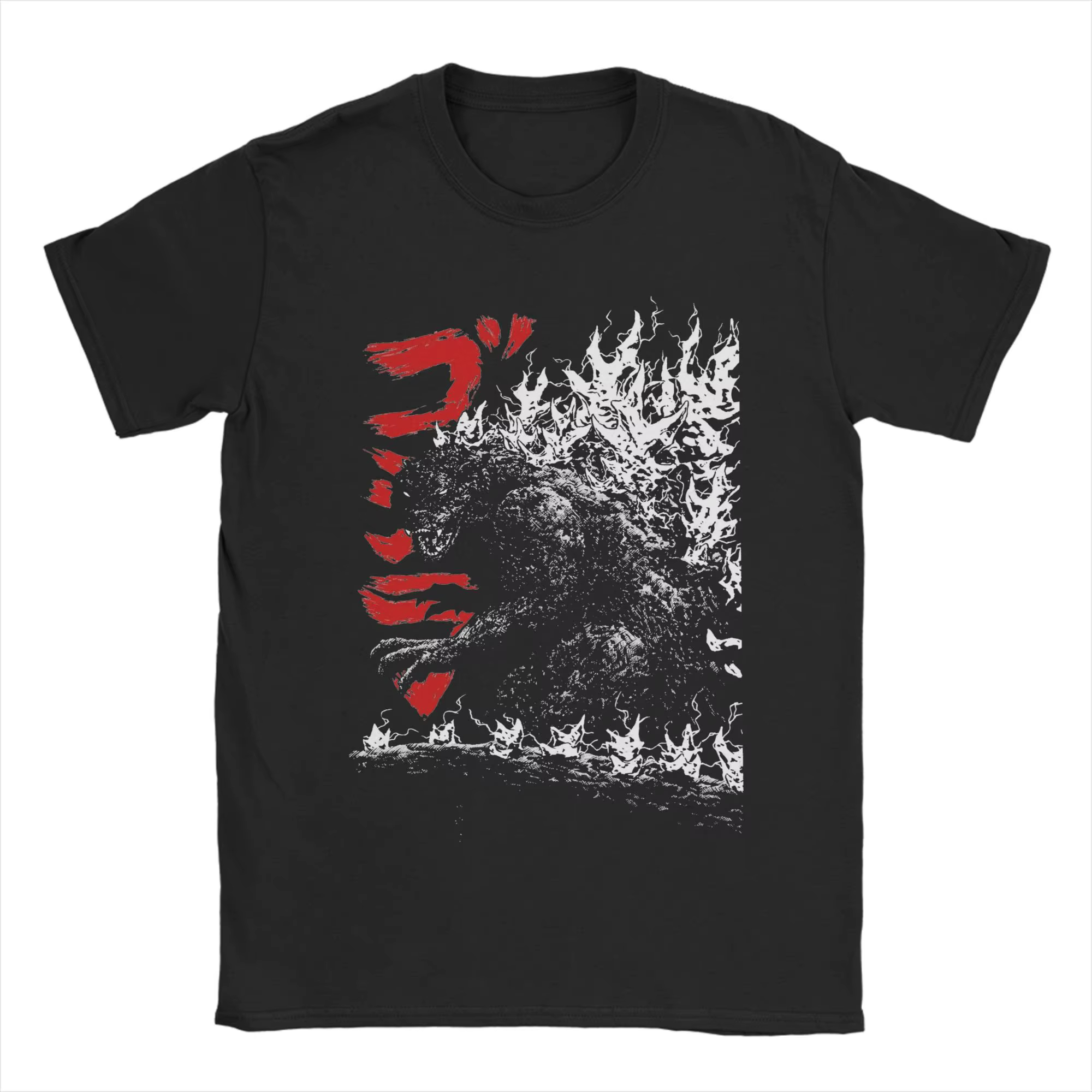 T-shirts Godzillaed pour hommes, vêtements en pur coton, t-shirts à manches courtes et col rond, cad