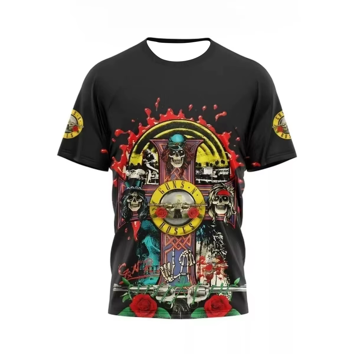 T-shirt 3D Guns N Roses 1985-2025 2025 Tour – T-shirt de groupe de rock sous licence et exclusif