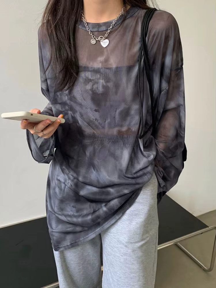 T-shirt à Manches sulfpour Femme, Vêtement Confortable et Chic, Minimaliste, Harajuku, Printemps
