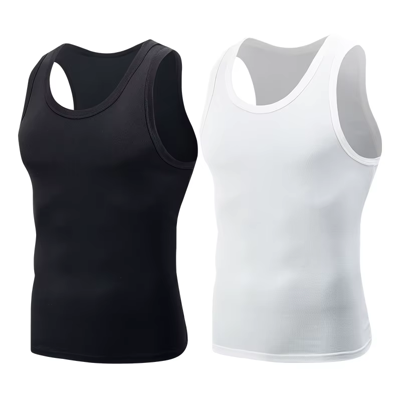 Gilet basique quatre saisons pour hommes, couleur classique noir et blanc, grande taille, sport et l