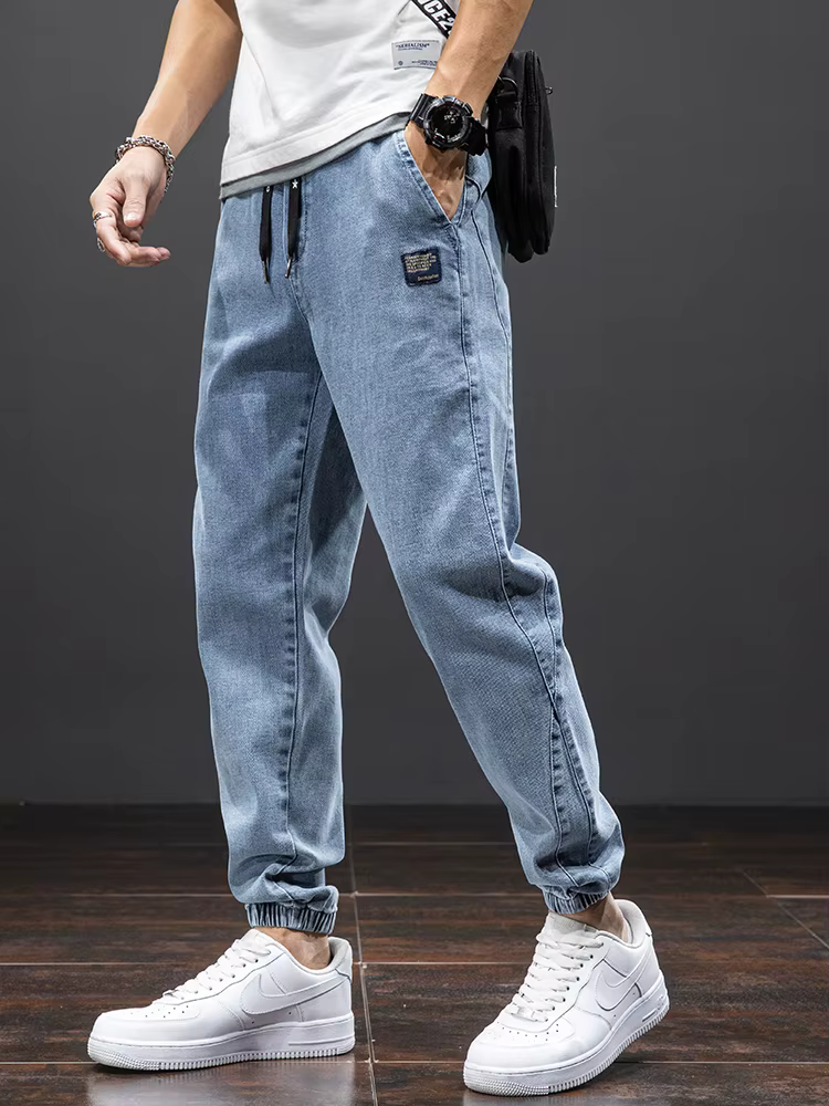 Printemps été noir bleu Cargo Jean hommes Streetwear Denim survêtement pantalon hommes Baggy Harem J