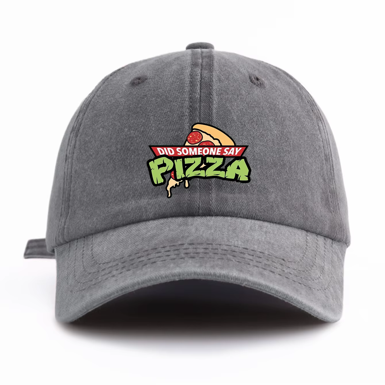 Casquette de Baseball délavée imprimée PIZZA pour adultes, chapeau de papa réglable et doux de Style