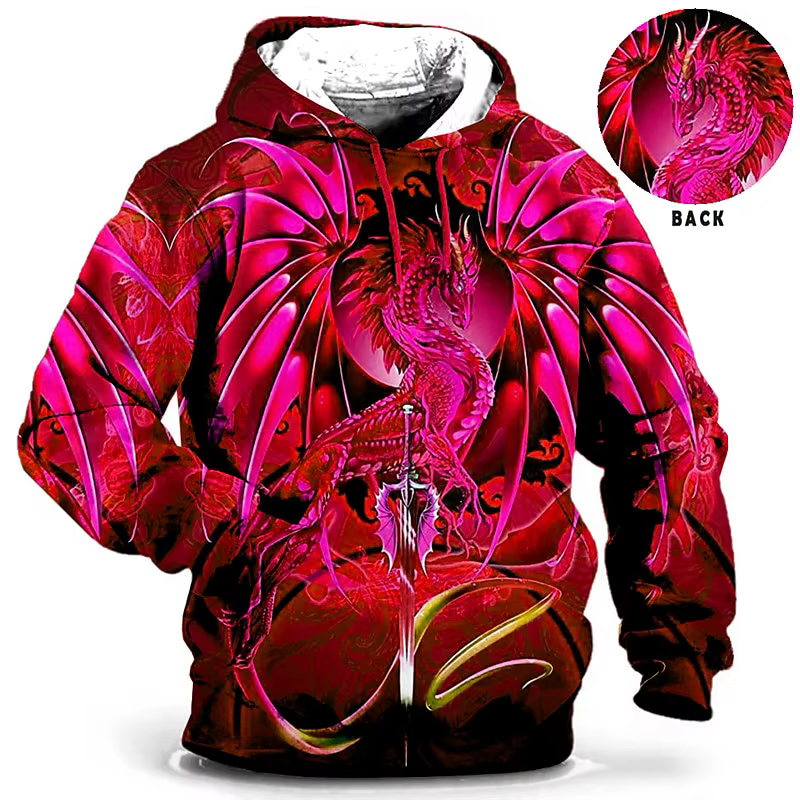 Sweat à capuche pour hommes, vêtements d'extérieur imprimés en 3D, mode Dragon quotidienne, sweat à 