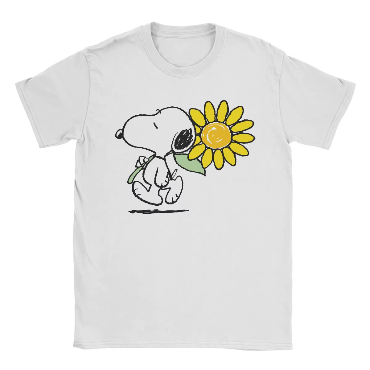 T-Shirt Snoopy pour hommes, en coton, à manches courtes, avec dessin animé, col rond, 4XL 5XL