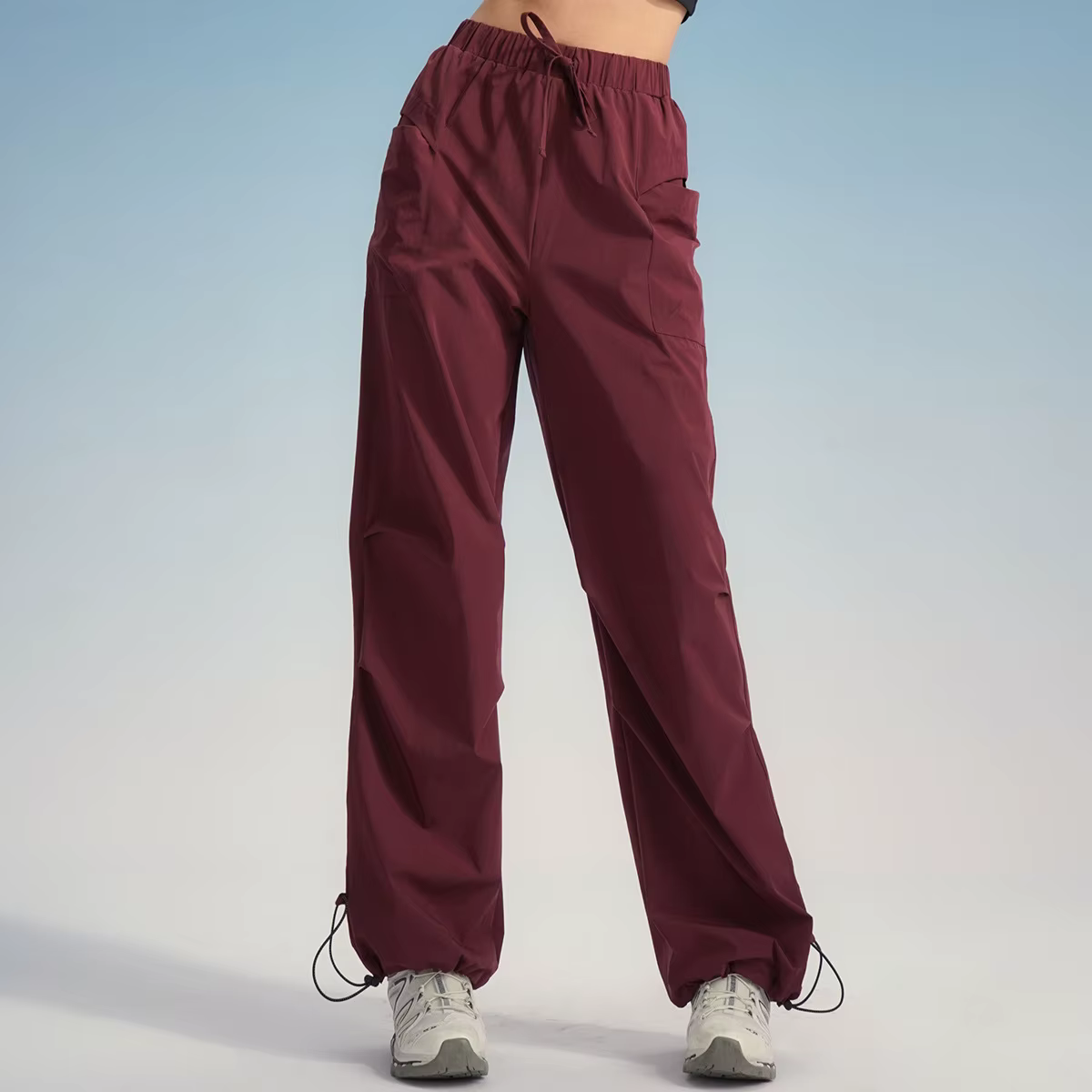 Pantalon cargo de randonnée pour femme, style vintage américain, taille haute, jambe large, pantalon