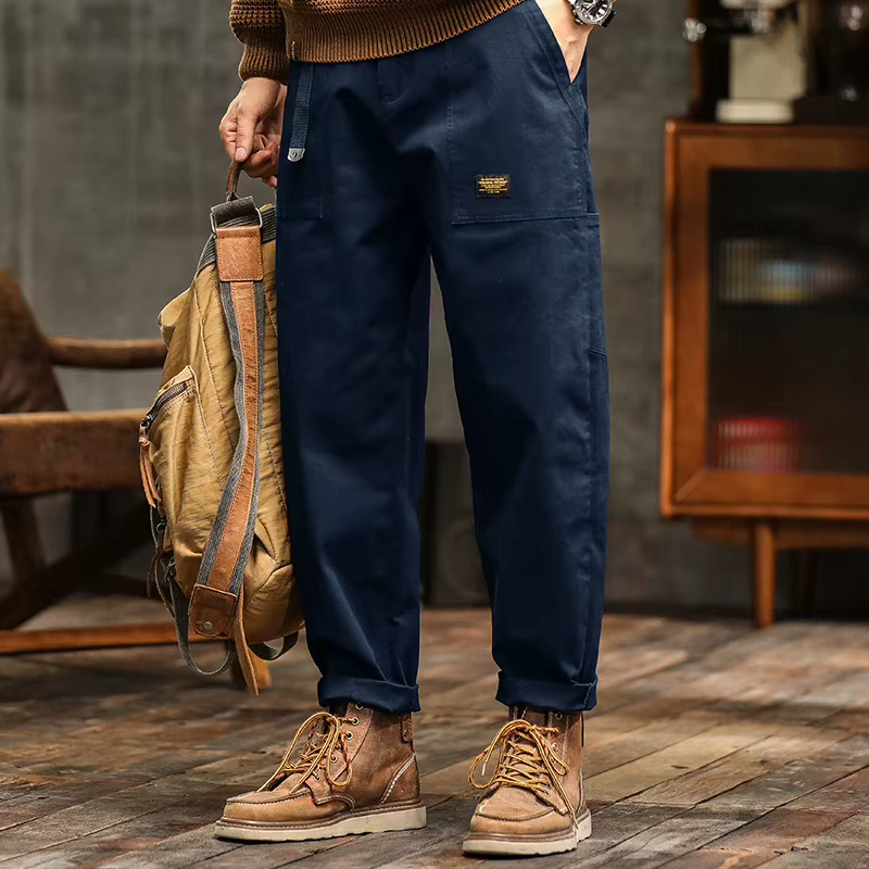 Pantalon épissé avec ceinture américaine, décontracté, tendance, vêtements pour hommes, printemps et
