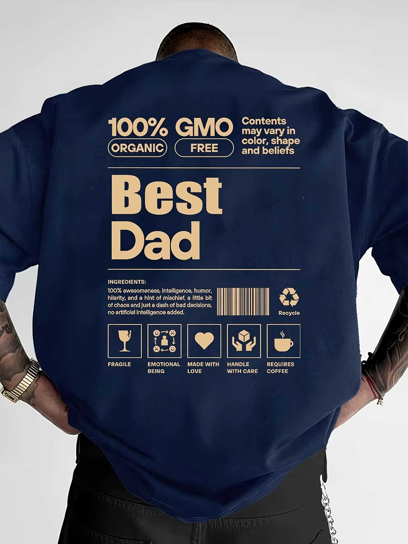 T-shirt pour homme en coton 100% doux de qualité supérieure avec impression amusante « Best Dad » et