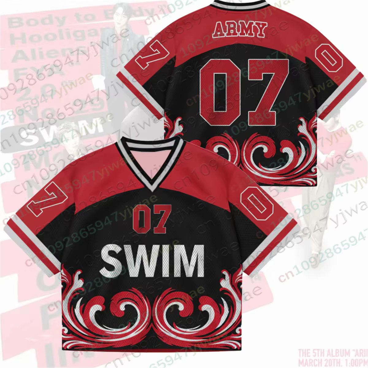 T-shirt unisexe SWIM 2026 – Haut streetwear tendance à col en V, coupe ample, manches courtes – Cade
