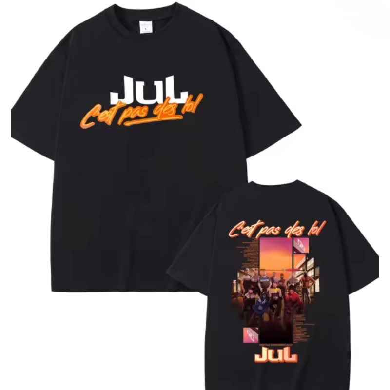 T-shirt Rapper Jul Album Musical Tournée Mondiale 2026 Homme Femme Hip Hop Oversize Manches Courtes 